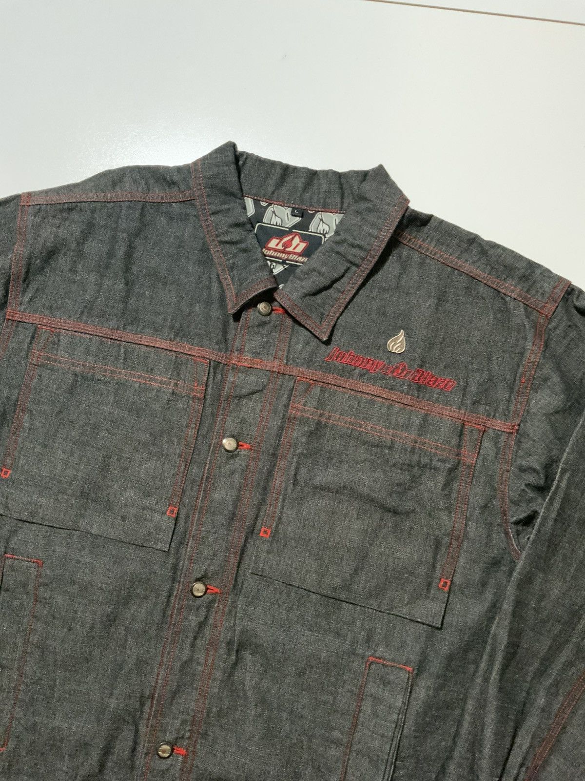 Vintage Y2K Johnny Blaze Flames Method Man Denim Trucker Jacket Size US L / EU 52-54 / 3 - 3 Thumbnail