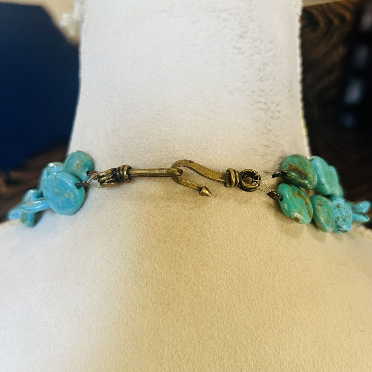 Vintage Handcrafted vintage genuine turquoise double strand necklace Size ONE SIZE - 4 Thumbnail