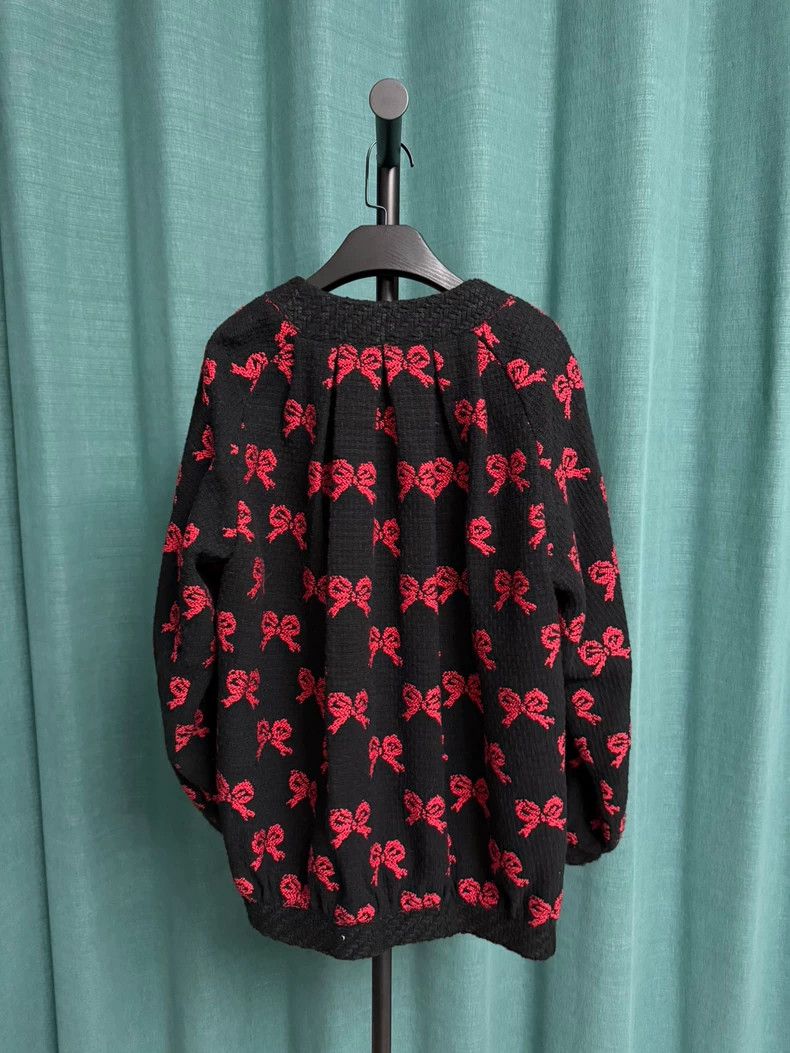 Gucci GucciBlack, red, gold button bow cardigan jacket 2503-Nexta Size XXS / US 00 / IT 34 - 2 Thumbnail