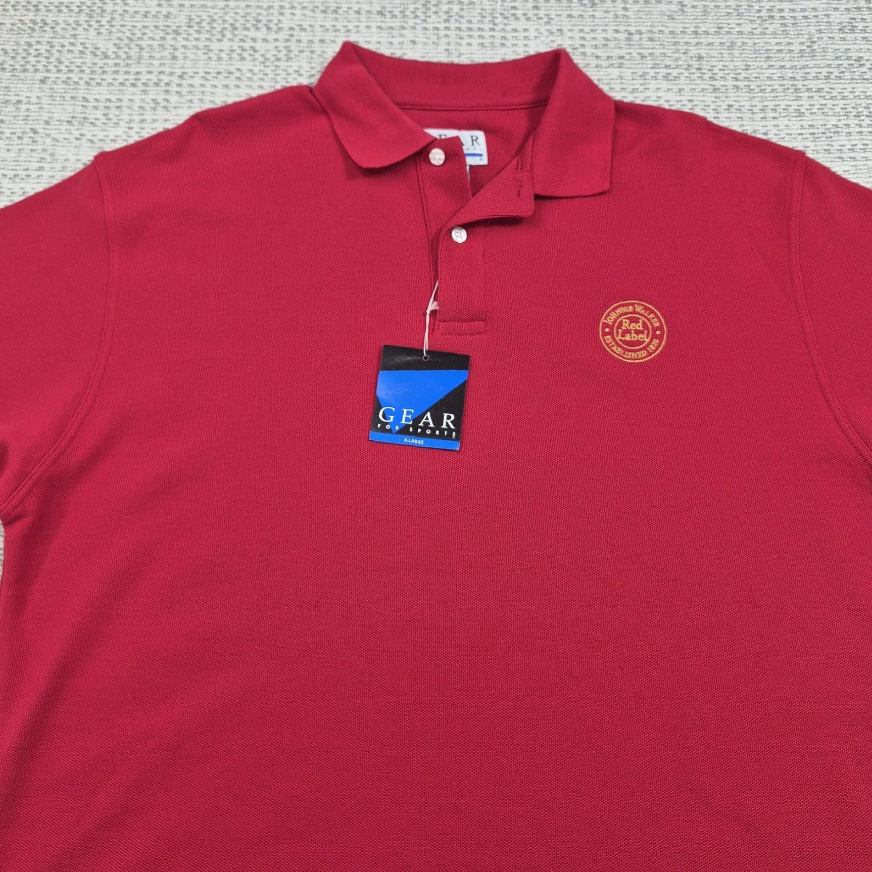 Vintage Gear For Sports Polo Shirt Mens XL Red Johnnie Walker Red Label Pique Knit Shirt Size US XL / EU 56 / 4 - 4 Thumbnail