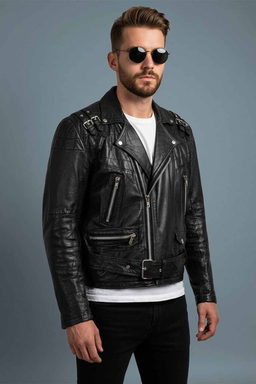 Vintage Vintage 80s Diamond Black Leather Motorcycle Biker Jacket Size US M / EU 48-50 / 2 - 3 Thumbnail