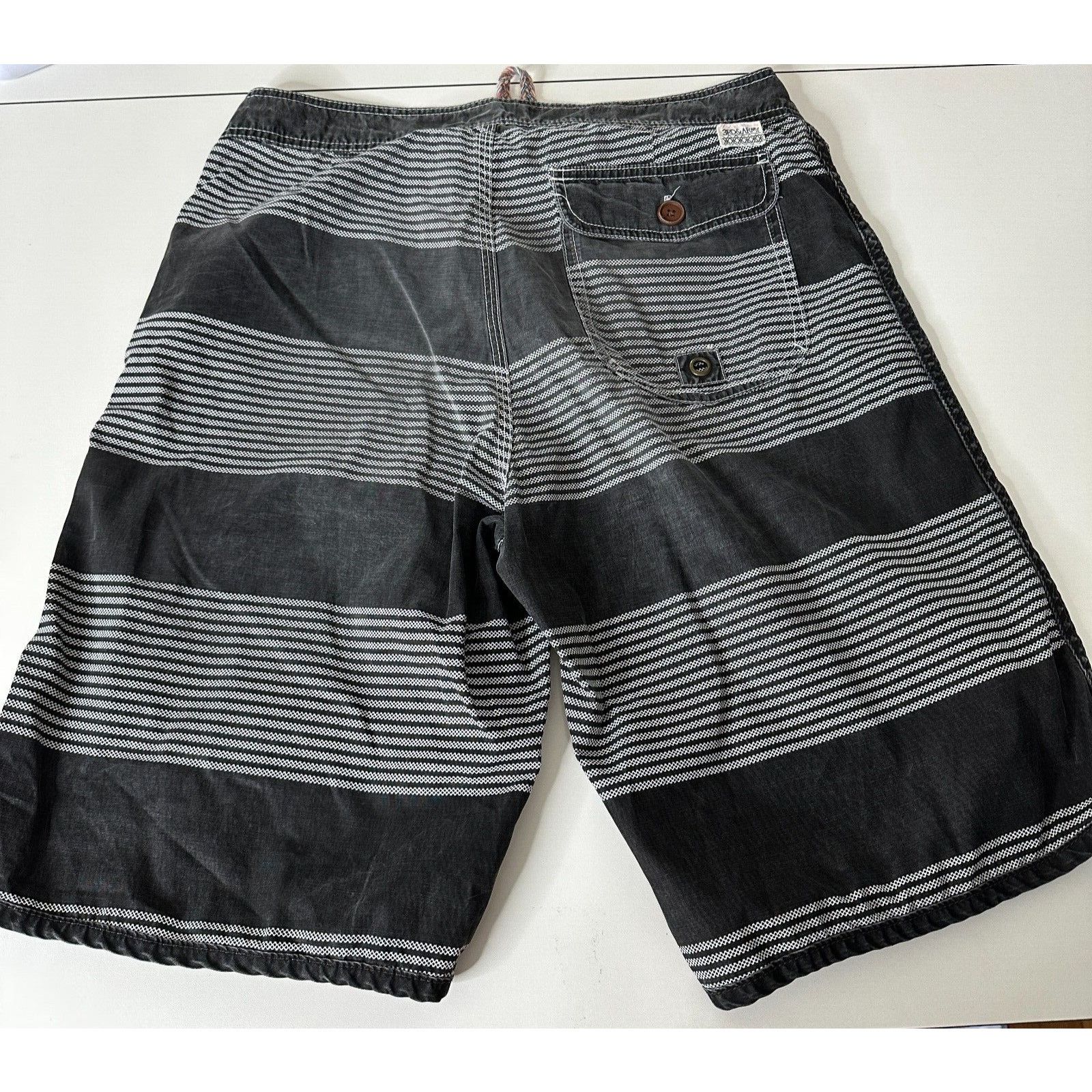 Other 3rd & Army Mens Black & White Stripe Tie Waist Pocket Short Size US 30 / EU 46 - 8 Thumbnail