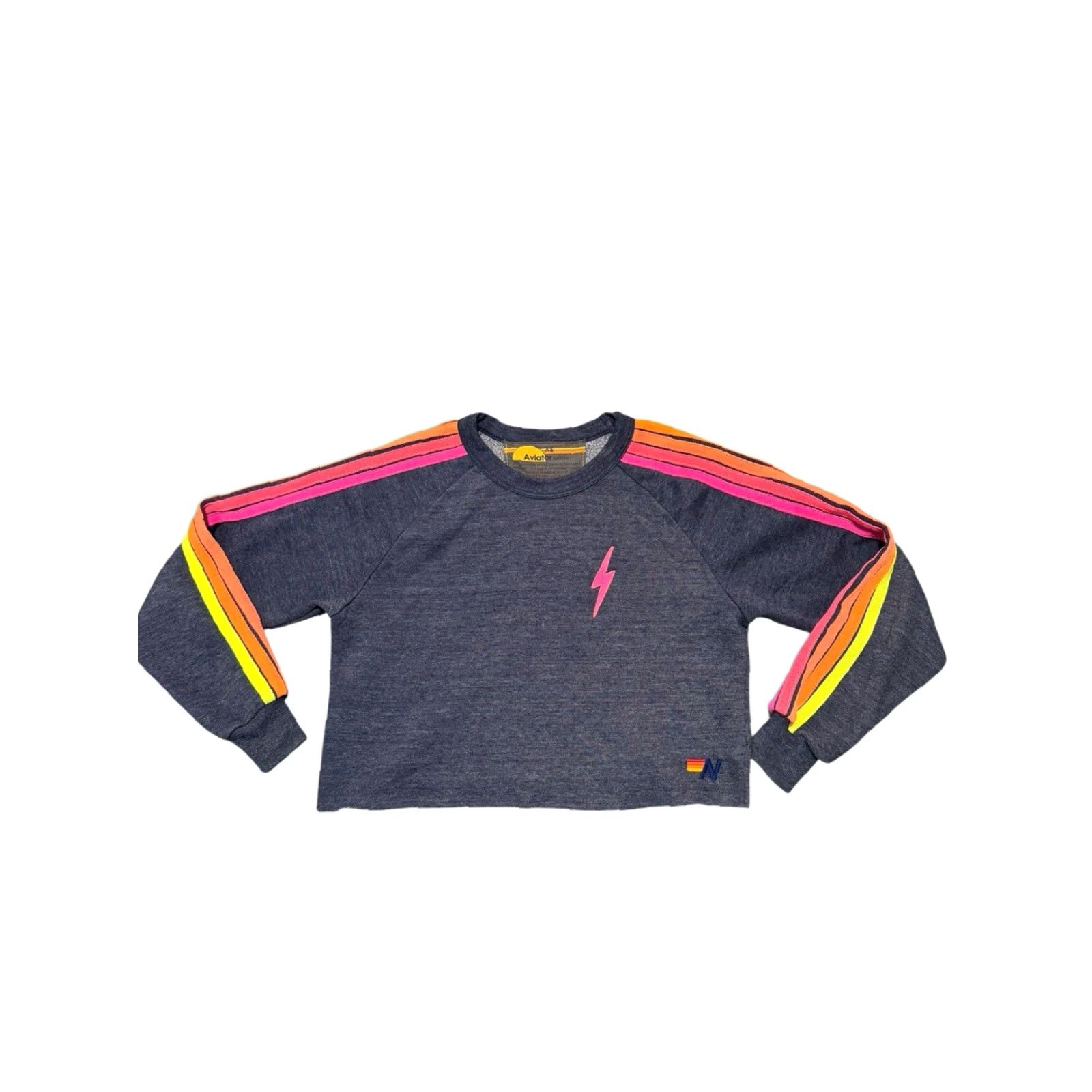 Aviator Nation AVIATOR NATION Bolt Cropped Classic Five Stripe Crewneck Sweatshirt XS Size XS / US 0-2 / IT 36-38 - 2 Thumbnail