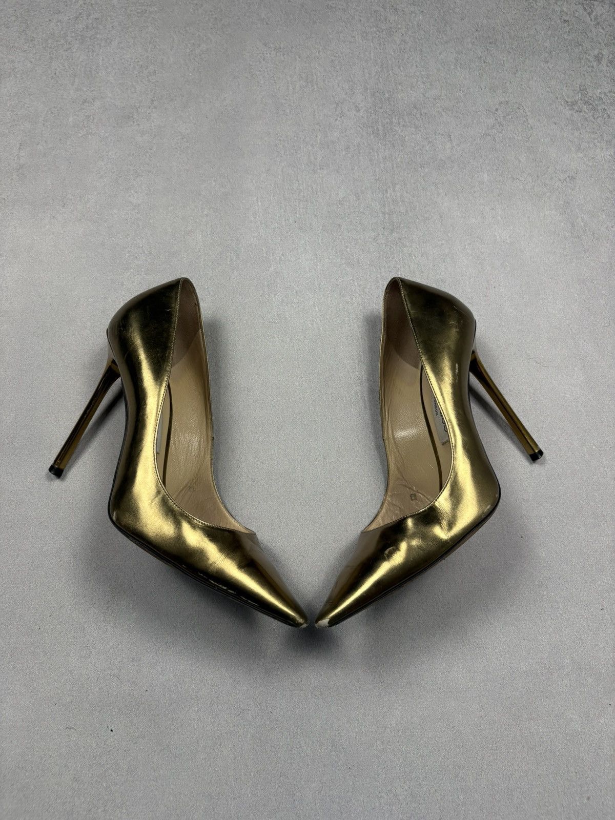 Jimmy Choo Jimmy Choo Gold Metallic Leather Pumps Rare Heels Luxury Size US 8.5 / IT 38.5 - 1 Thumbnail