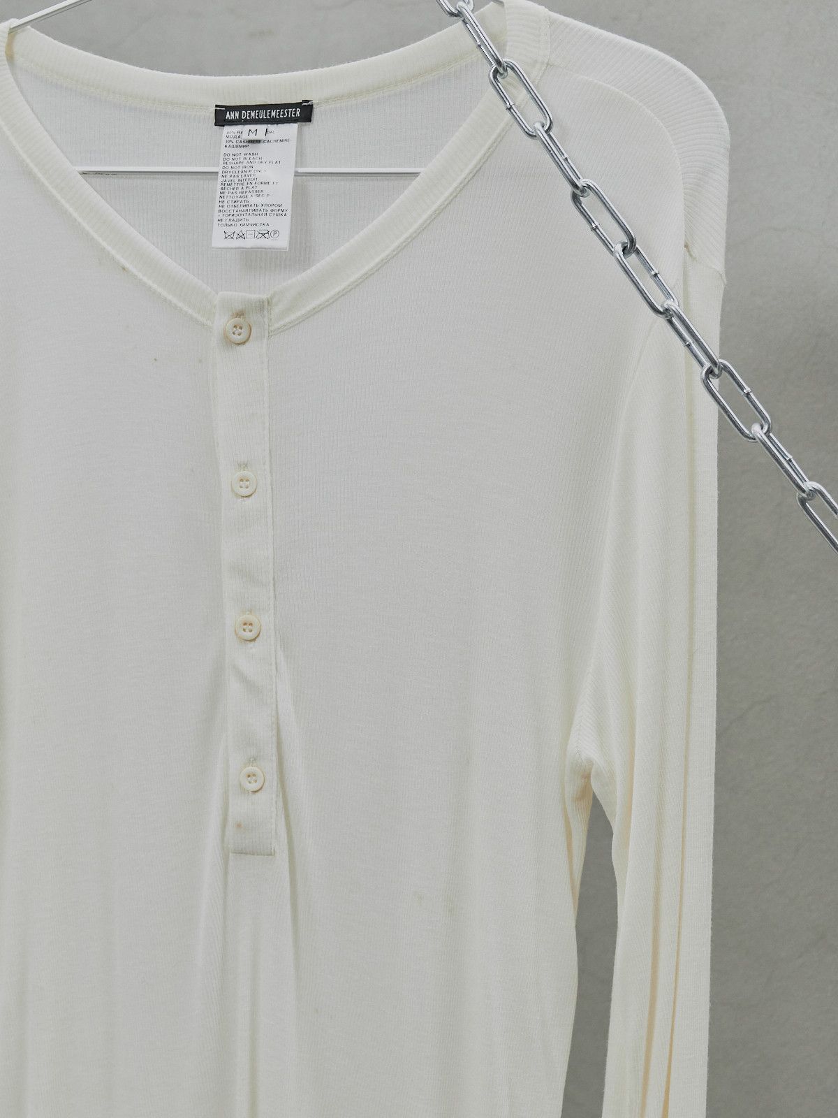 Ann Demeulemeester Ann Demeulemeester White Long Ribbed Henley Size M / US 6-8 / IT 42-44 - 4 Thumbnail