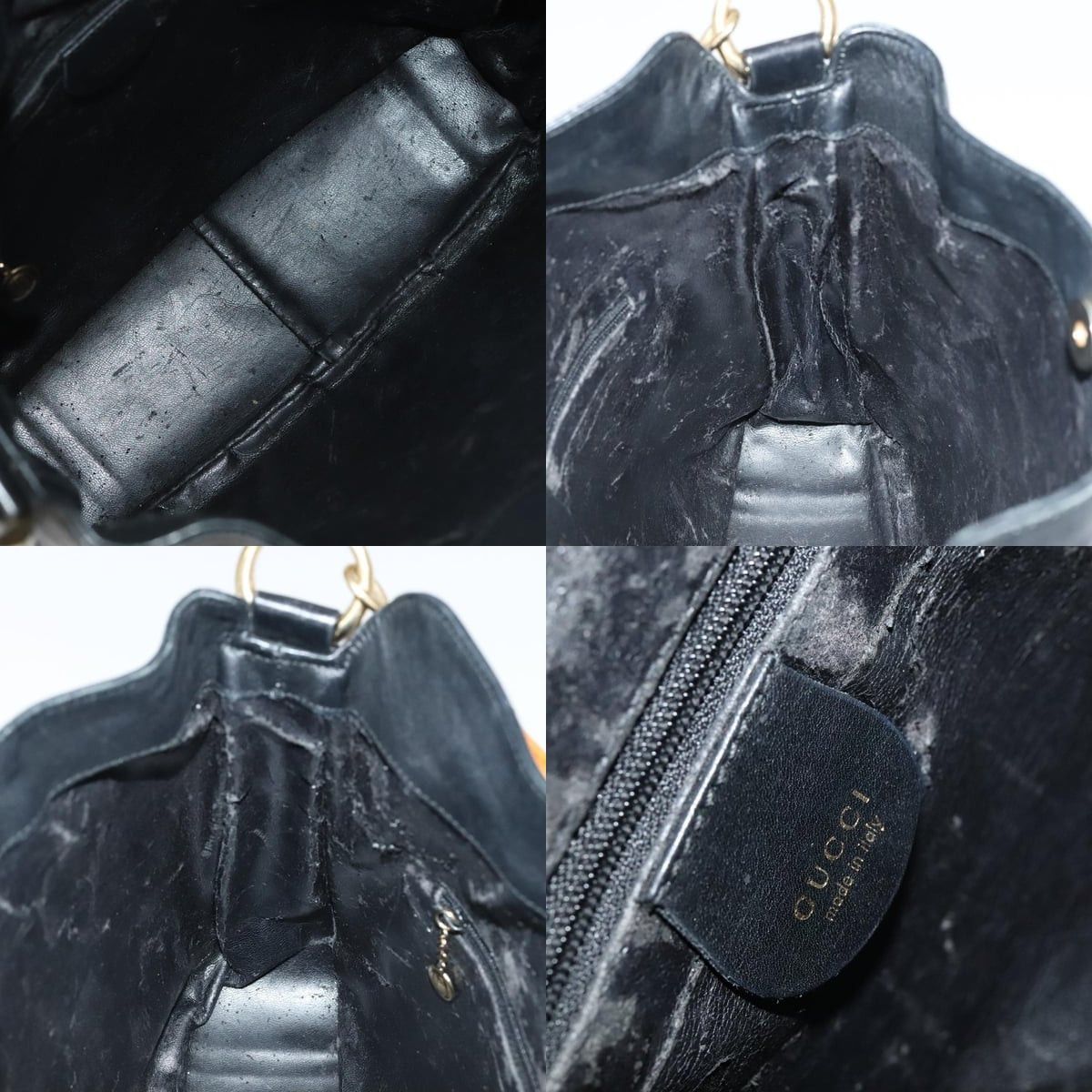 Gucci GUCCI Bamboo Handbag Leather Black Gold 001 3754 001 3754 Size ONE SIZE - 11 Thumbnail