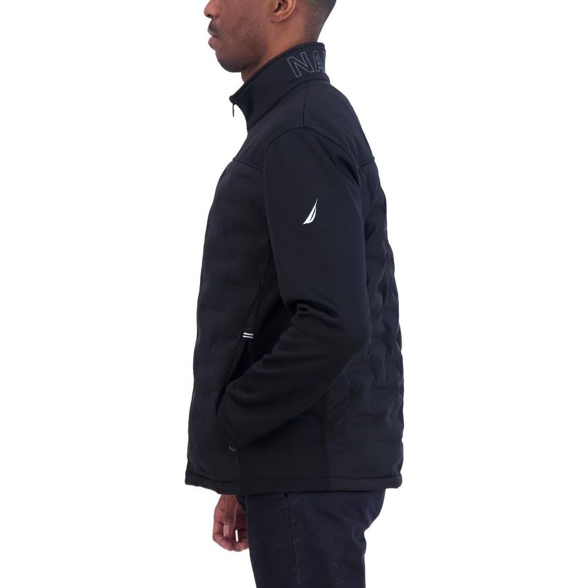 Nautica Men’s Mixed Media Water Resistant Jacket (Black,Medium) Size US M / EU 48-50 / 2 - 2 Thumbnail