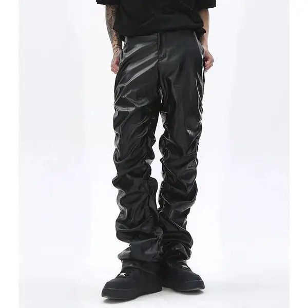 Japanese Brand × Leather Loose Ruched Casual PU Leather Pant Size US 32 / EU 48 - 2 Thumbnail