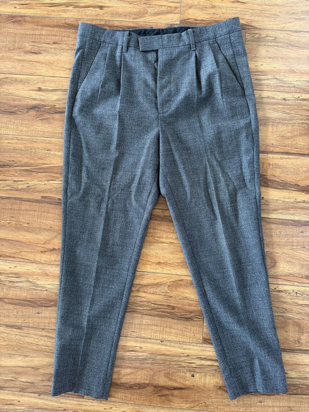 Allsaints AllSaints Grey Wool Pleated Trousers Tailored Fit Size US 30 / EU 46 - 4 Thumbnail