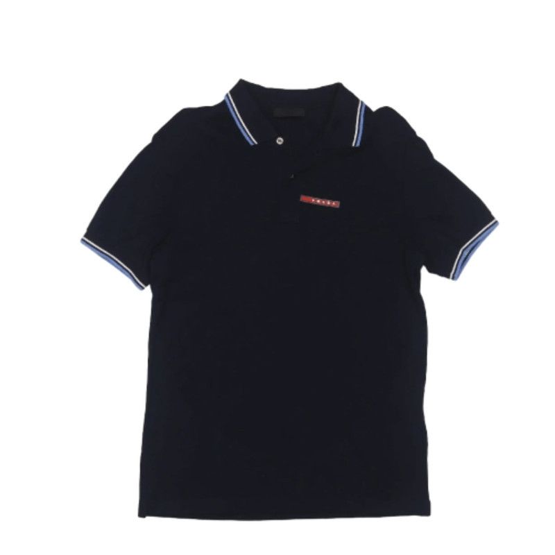 Prada Logo Navy Stripe Polo Shirt
