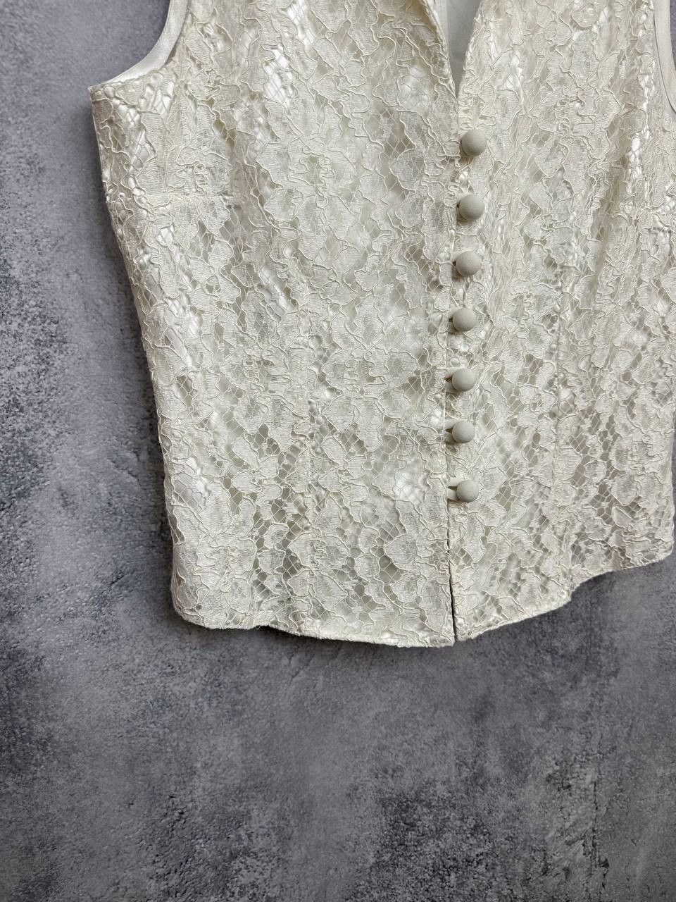 Other Day Meets Night Ivory Lace Vest & Wide Leg Pants Set Elegant Size 28" / US 6 / IT 42 - 12 Thumbnail