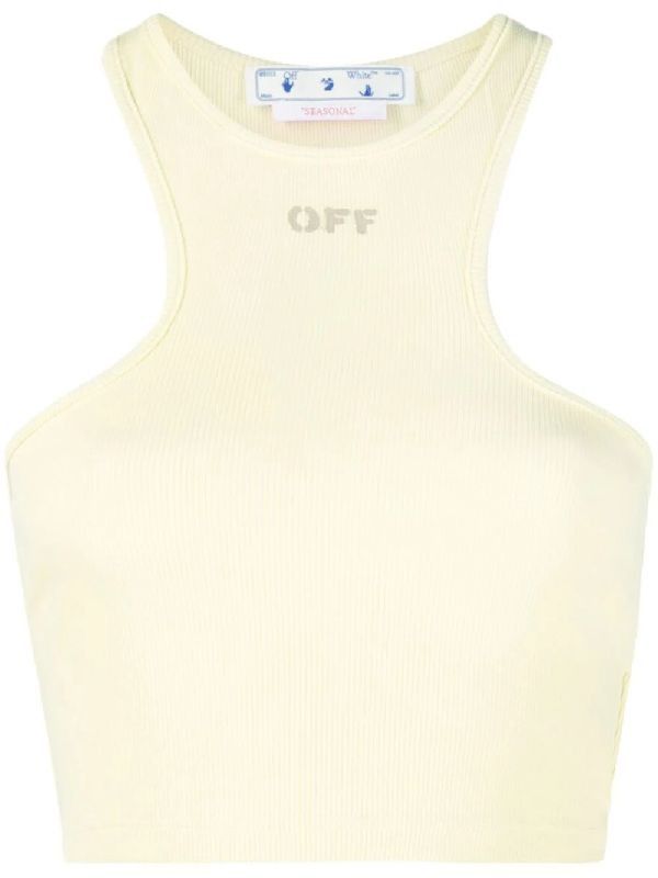 Off-White o1gr1nt0425 Off Stamp Ribbed Rowing Top in Light Green Size XS / US 0-2 / IT 36-38 - 1 Thumbnail