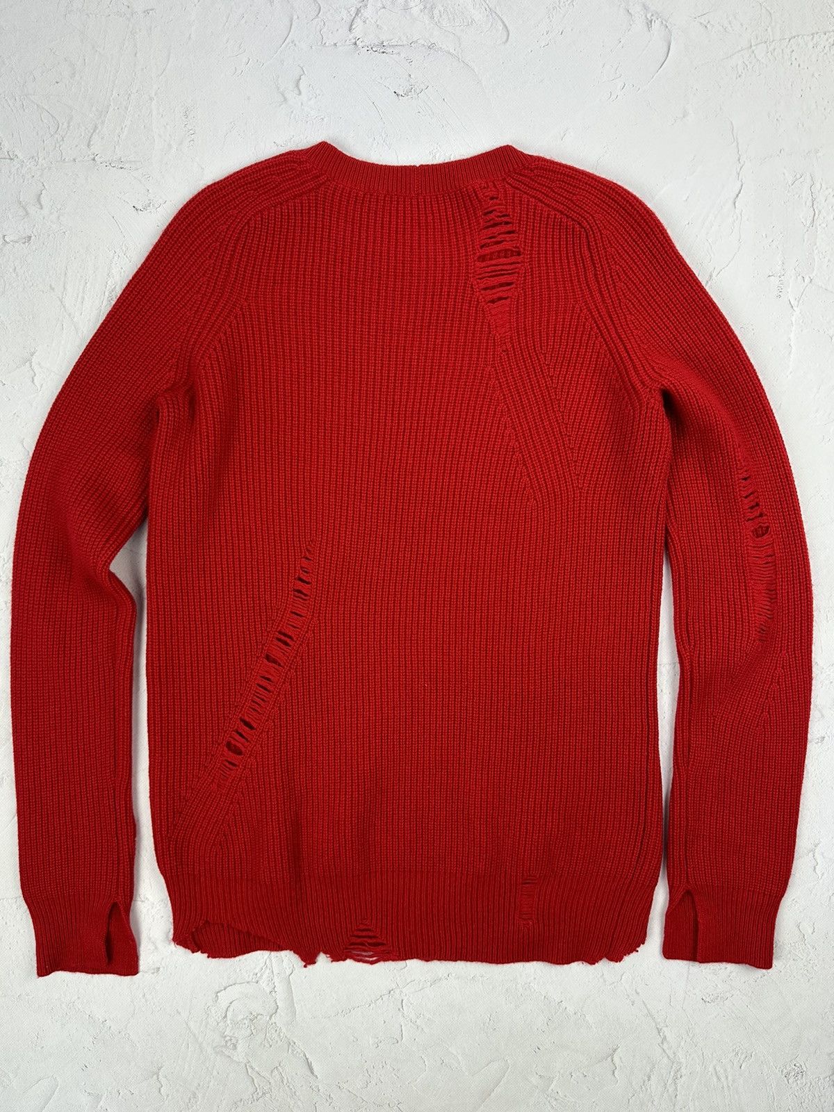 Helmut Lang × Vintage Helmut Lang Distressed Knit Red Sweater Size US M / EU 48-50 / 2 - 6 Thumbnail