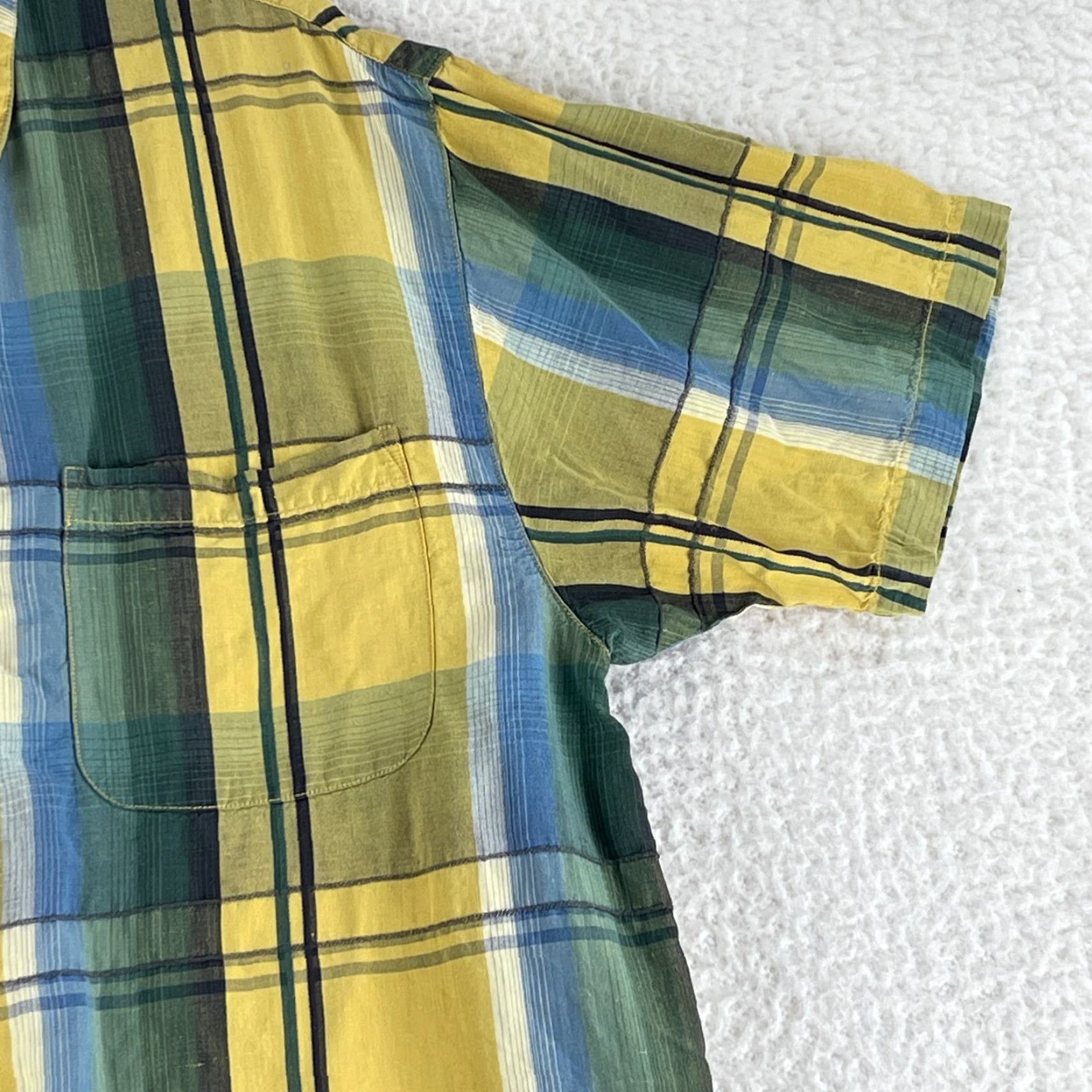 Tommy Bahama VINTAGE Tommy Bahama Button-Up Shirt Mens L Yellow Plaid Linen Blend SS Size US L / EU 52-54 / 3 - 3 Thumbnail