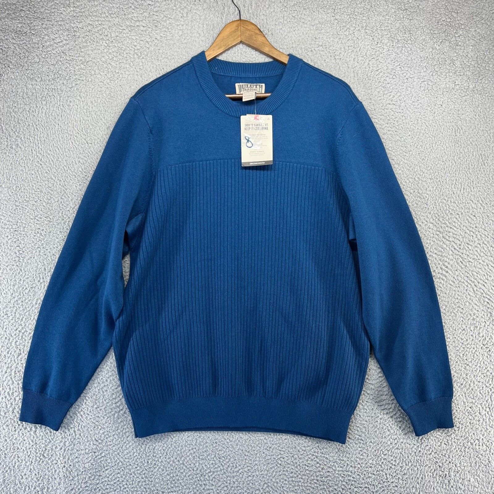 Duluth Trading Co Sweater Men's Large Blue Coolmax Wool NEW