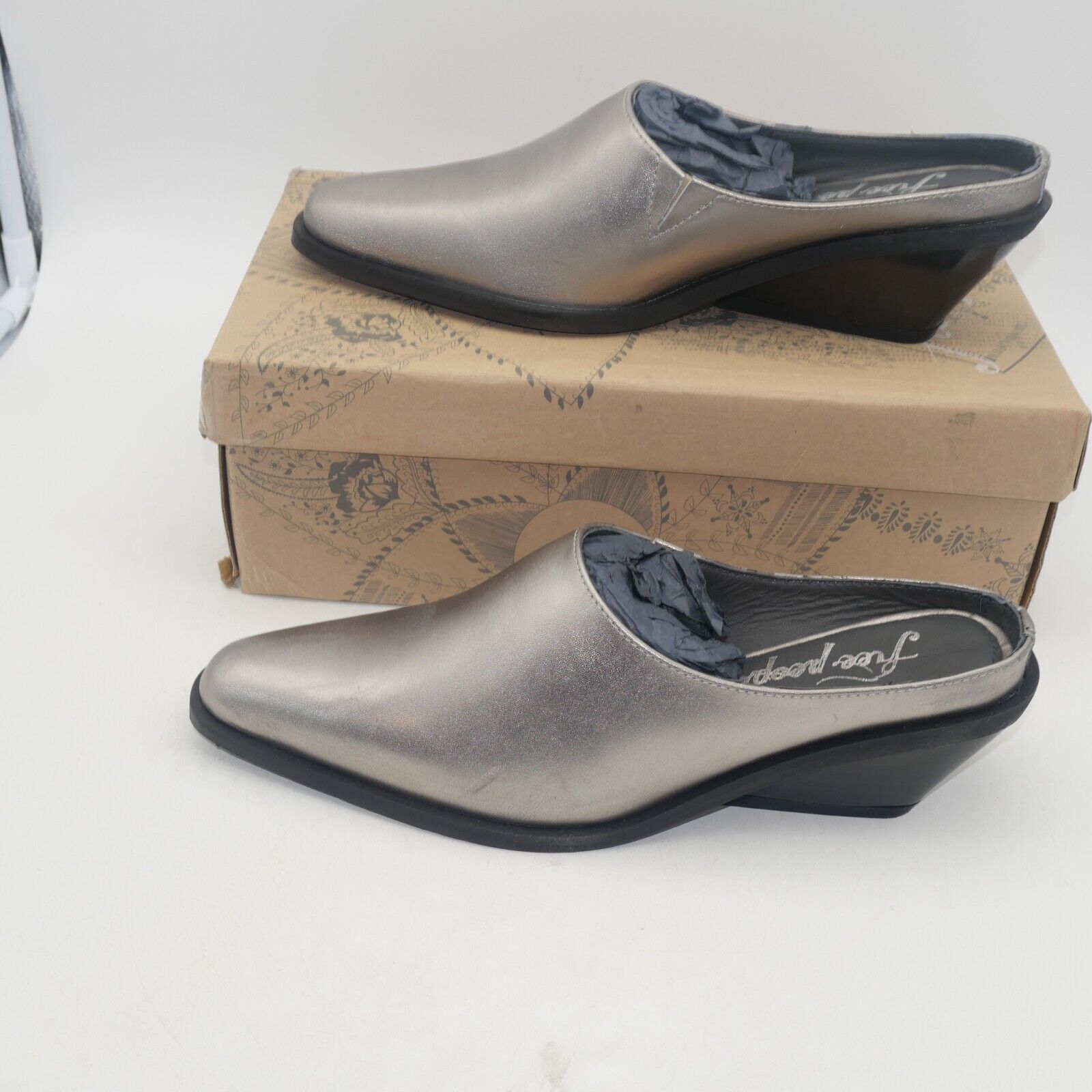 Free People NEW Free People Tallulah Mules Shoes Western Wedge Platino Size US 8.5 / IT 38.5 - 2 Thumbnail