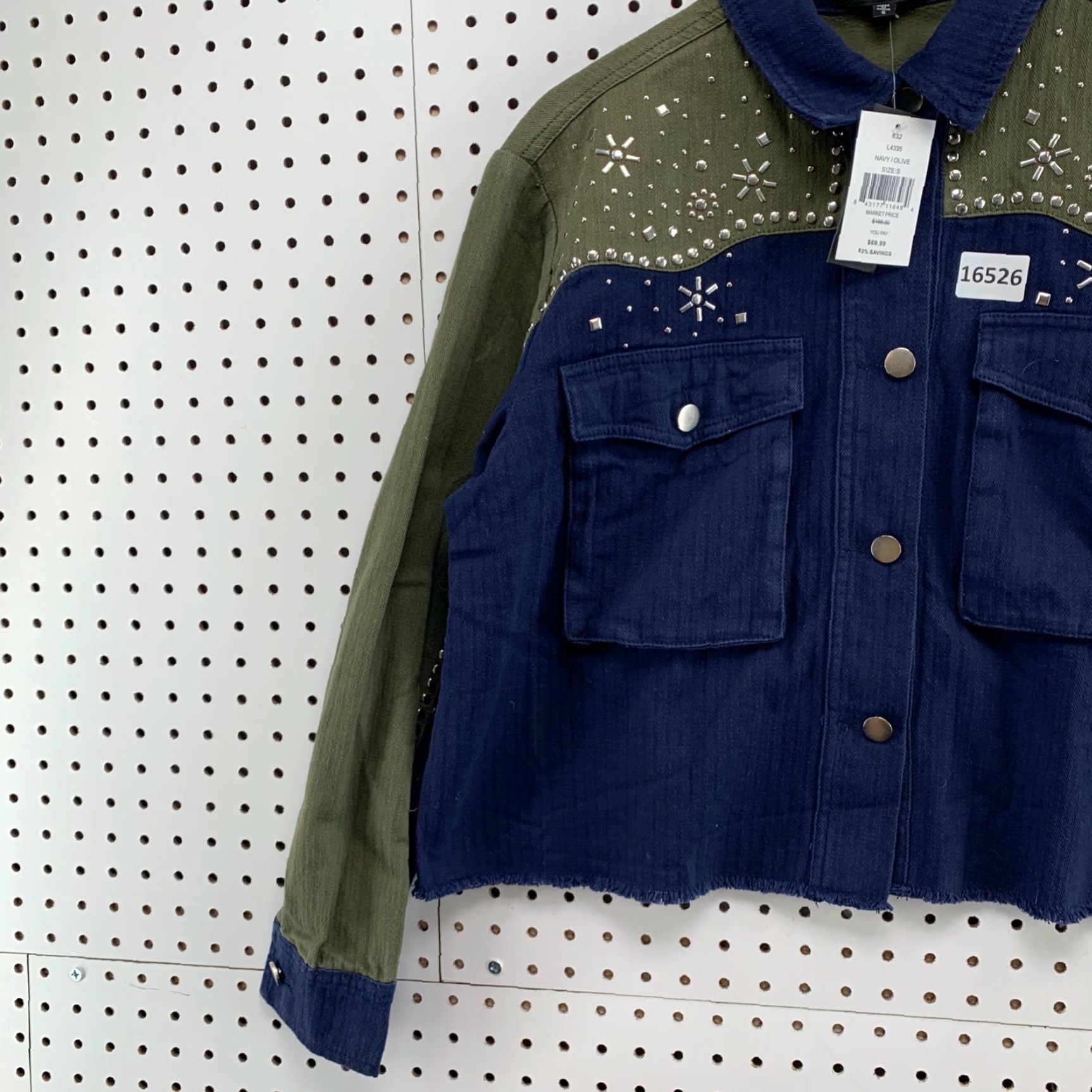 Vintage VINTAGE Lea & Viola Denim Biker Jacket Women’s Small Blue Olive Green Studded Regular S Size S / US 4 / IT 40 - 3 Thumbnail