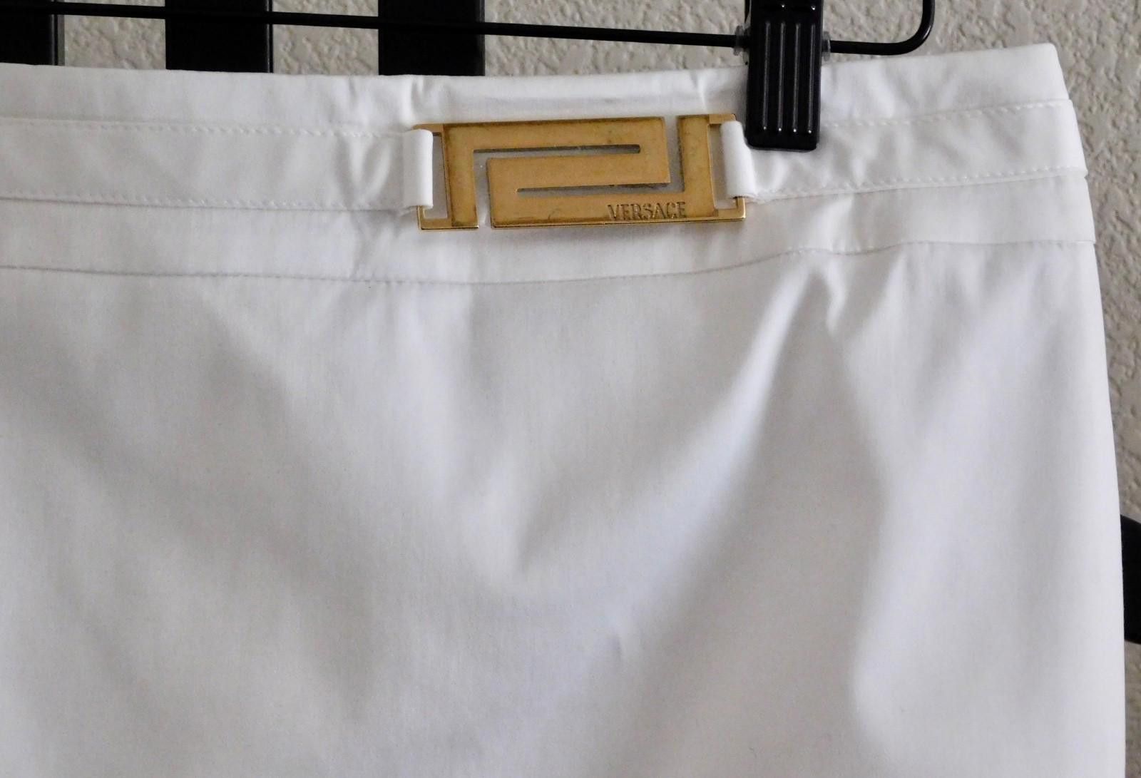 Versace Versace Off White Pencil Skirt Gold Medusa Buckle Italy 42 Size 28" / US 6 / IT 42 - 2 Thumbnail