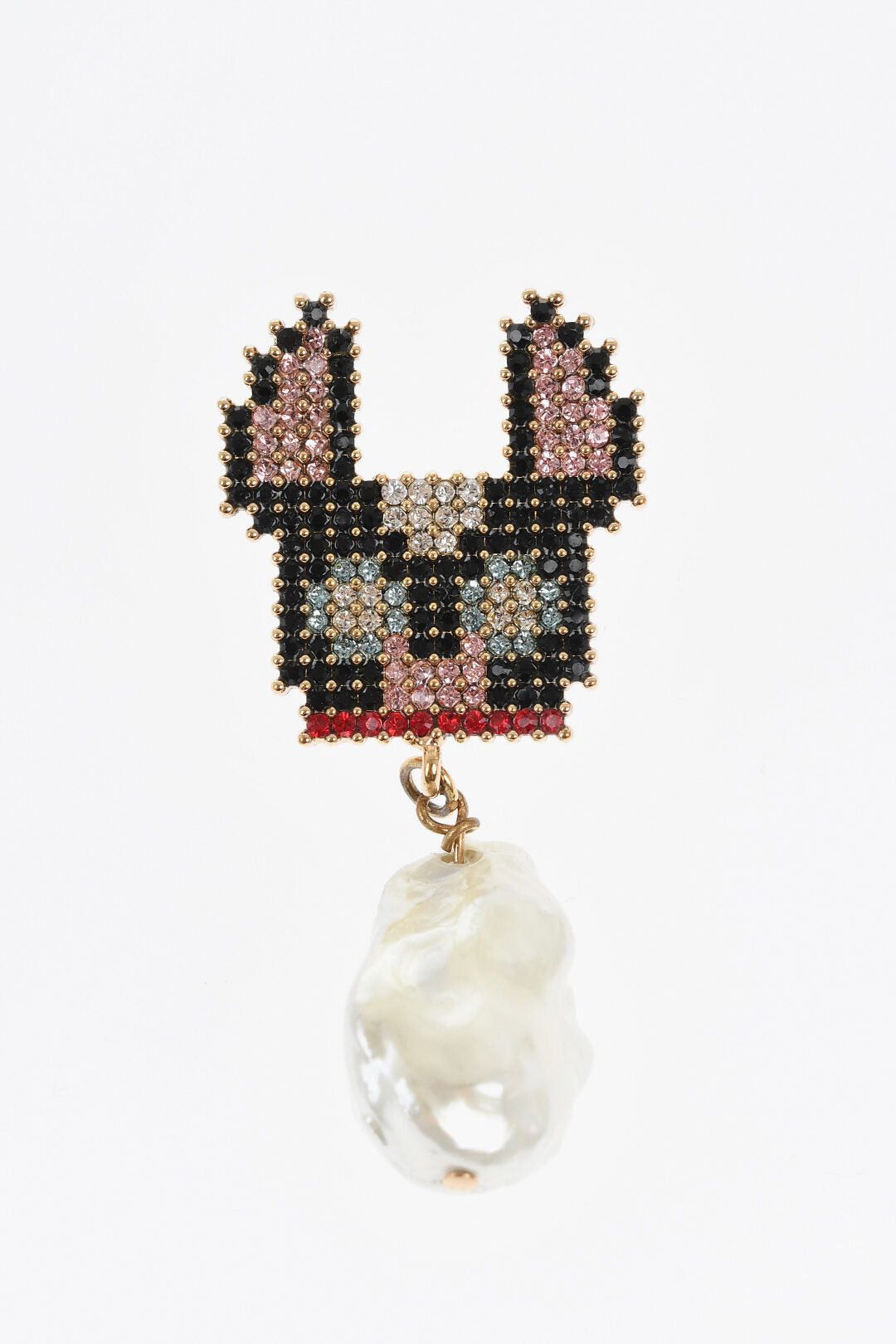 Dsquared2 Single Rhinestone Earring with Pearl-Shaped Pendant Size ONE SIZE - 1 Thumbnail