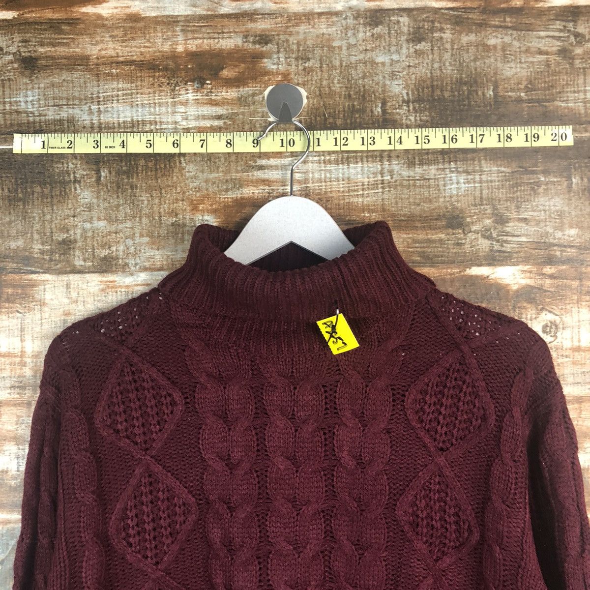 Japanese Brand Mono Mart Maroon cable Knitwear #A2257 Size US M / EU 48-50 / 2 - 4 Thumbnail
