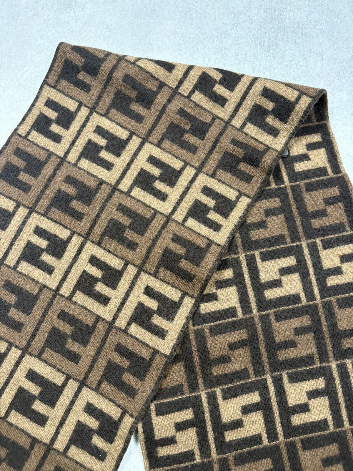 Fendi Vintage Fendi Monogram Zucca Wool Scarf Reversible 2010s Size ONE SIZE - 4 Thumbnail