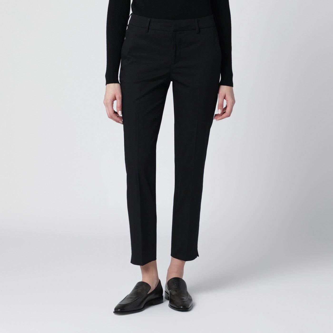 PT Torino Pt Torino Black Slim-Fit Cotton-Blend Trousers Size 30" / US 8 / IT 44 - 1 Thumbnail