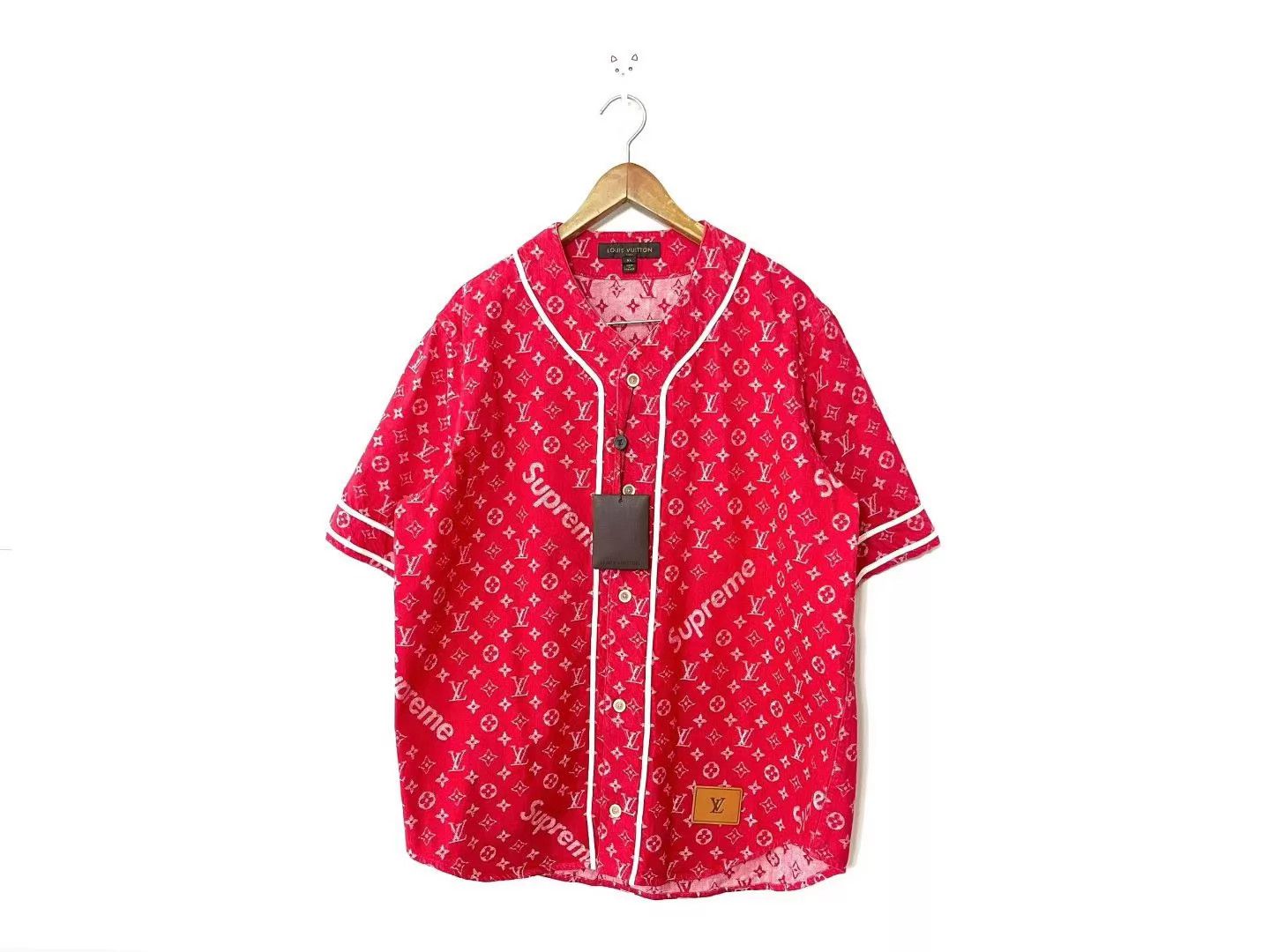 Louis Vuitton LV x Supreme Red Denim Baseball Jacket XL Size US XL / EU 56 / 4 - 1 Thumbnail
