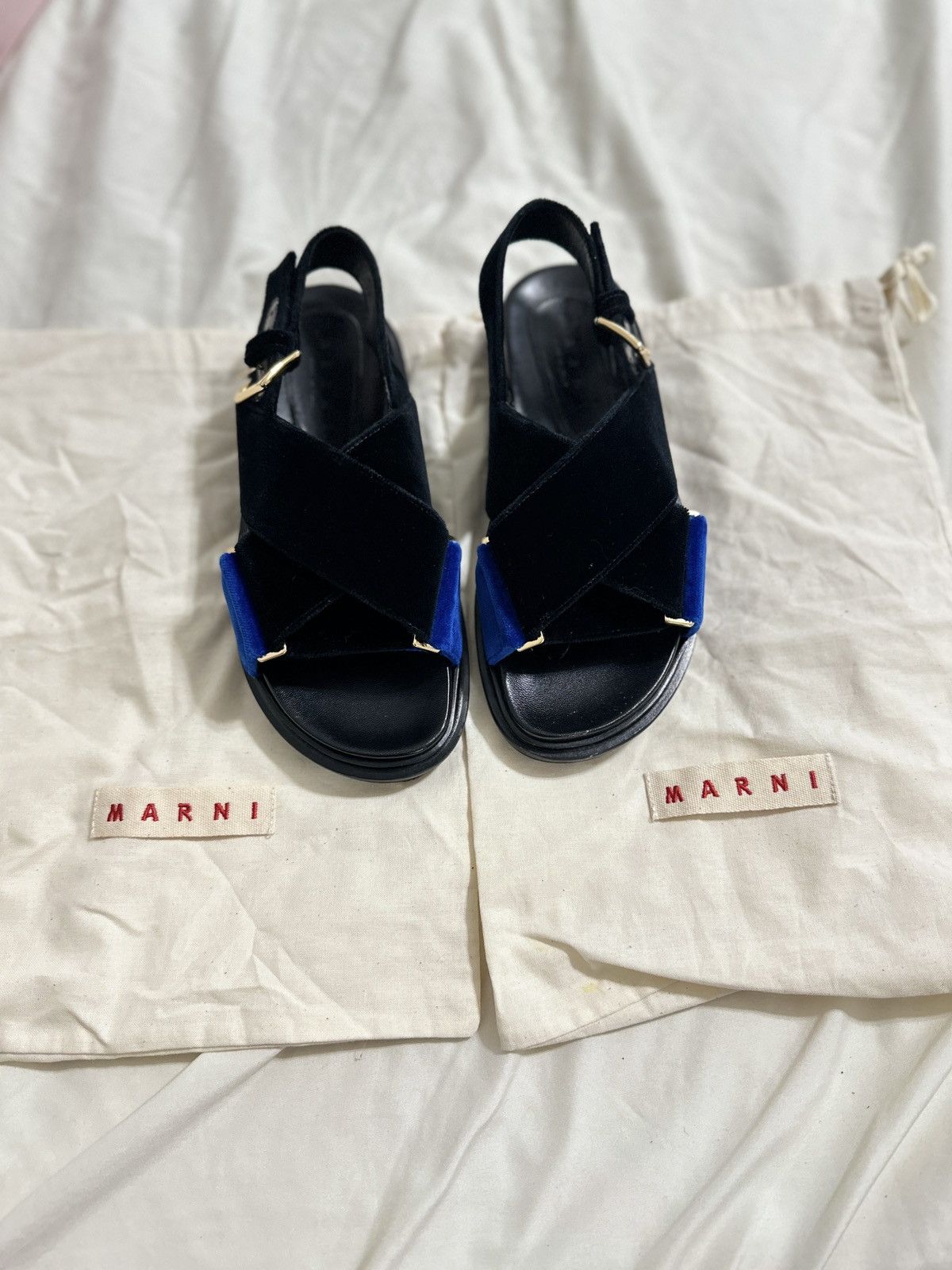 Marni Marni - Fussbett velvet black/blue women sandals size36 Size US 6 / IT 36 - 1 Thumbnail