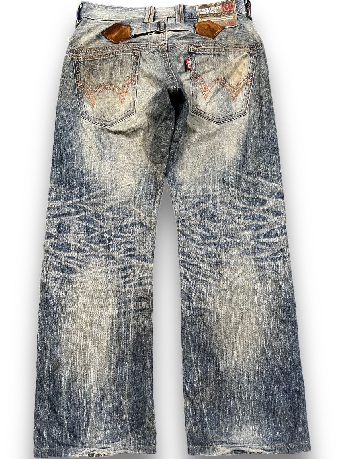 Beauty Beast × Edition Japan × Edwin Vintage Edwin XV Mudwash Grunge Buckle Belt Denim Size US 33 - 4 Thumbnail