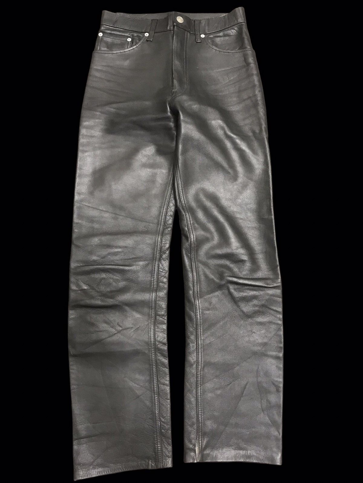 Genuine Leather 💥BIKER LEATHER PANT💥HUMAN BEING JAPAN LEATHER PANT F312 Size US 27 - 1 Thumbnail