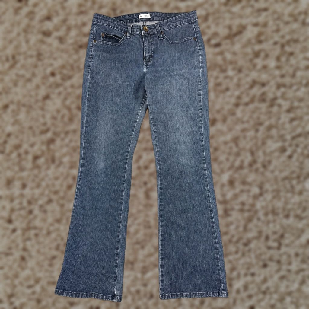 Lee Lee Jeans Women 16 Blue Denim Dark Wash Bootcut Mid Rise Cotton Riders 34x30 Size 38" / US 16 / IT 52 - 1 Thumbnail