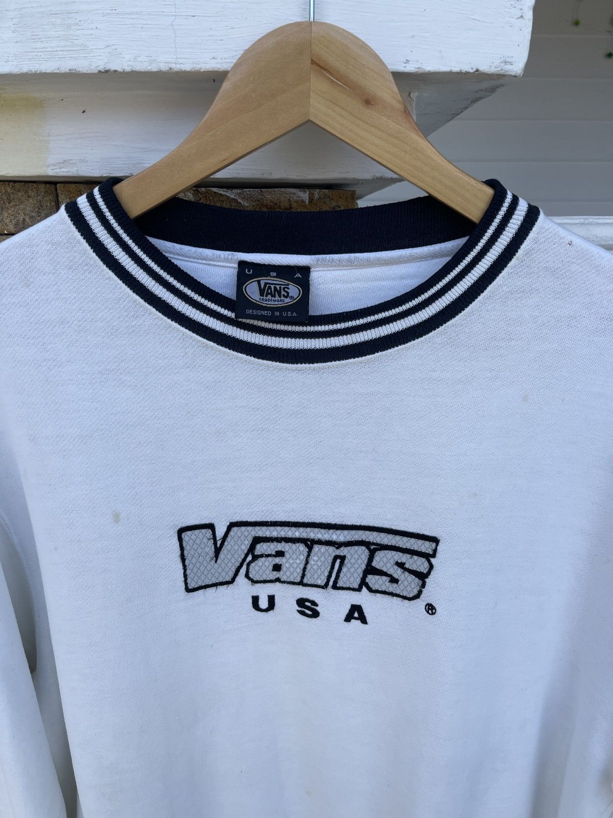 Vans × Vintage Last Drop🔥Vtg VANS Big Spellout Embroidered Logo Sweatshirt Size US L / EU 52-54 / 3 - 2 Thumbnail