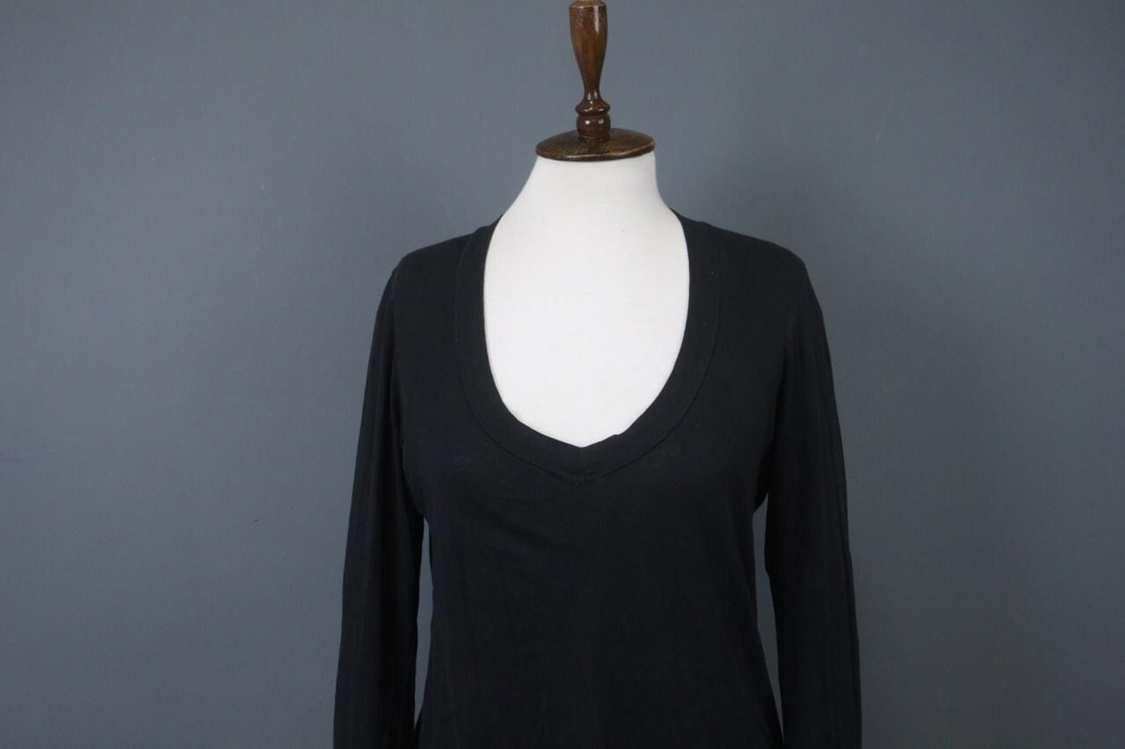 James Perse James Perse Black Cotton Scoop Neck Blouse Top Size 3 Size M / US 6-8 / IT 42-44 - 2 Thumbnail
