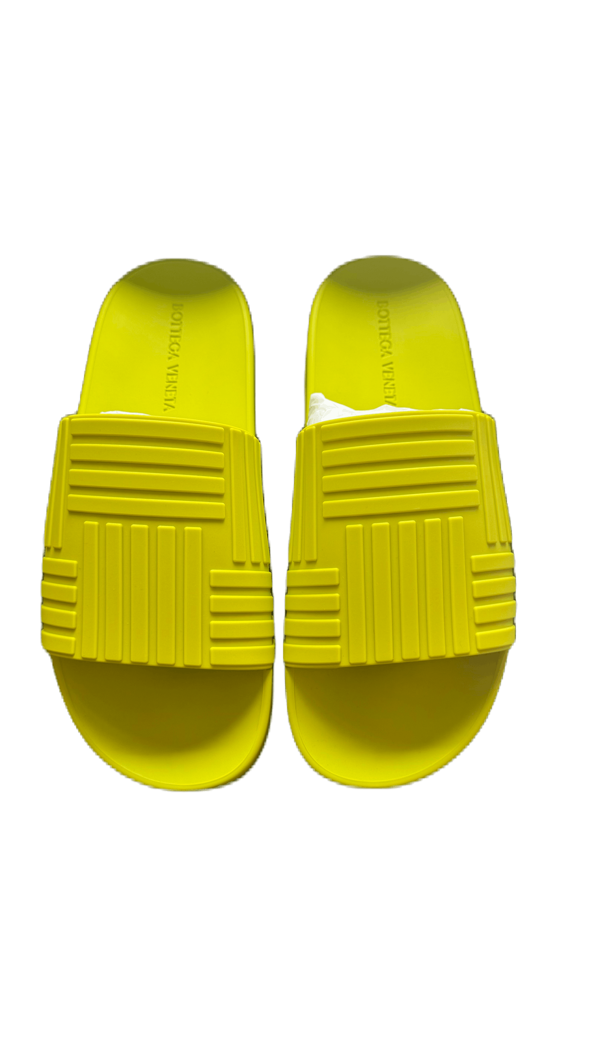 Bottega Veneta Bottega Checked Pool Side Sandals In Lemon Yellow Rubber Size US 10 / EU 43 - 1 Thumbnail