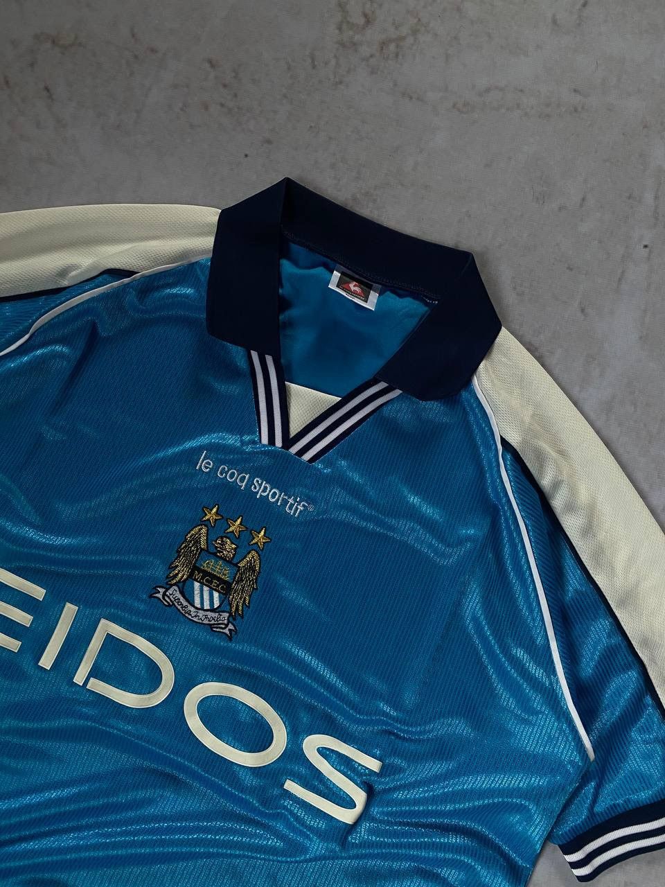 Le Coq Sportif × Vintage Vintage Le Coq Sportif Manchester City 1999-2001 Home Jersey Size US L / EU 52-54 / 3 - 3 Thumbnail