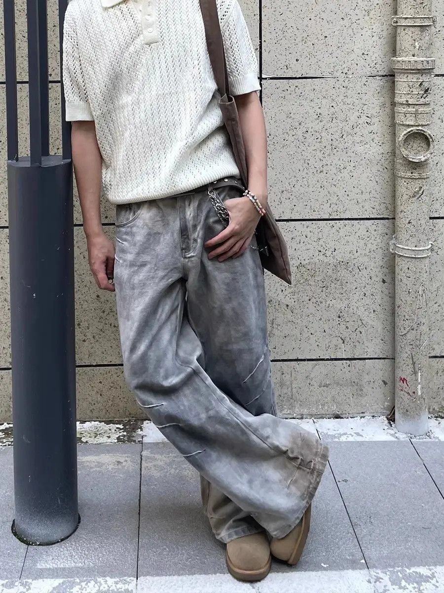 Japanese Brand × Jean Loose and straight leg dirty dyed jeans Size US 32 / EU 48 - 3 Thumbnail
