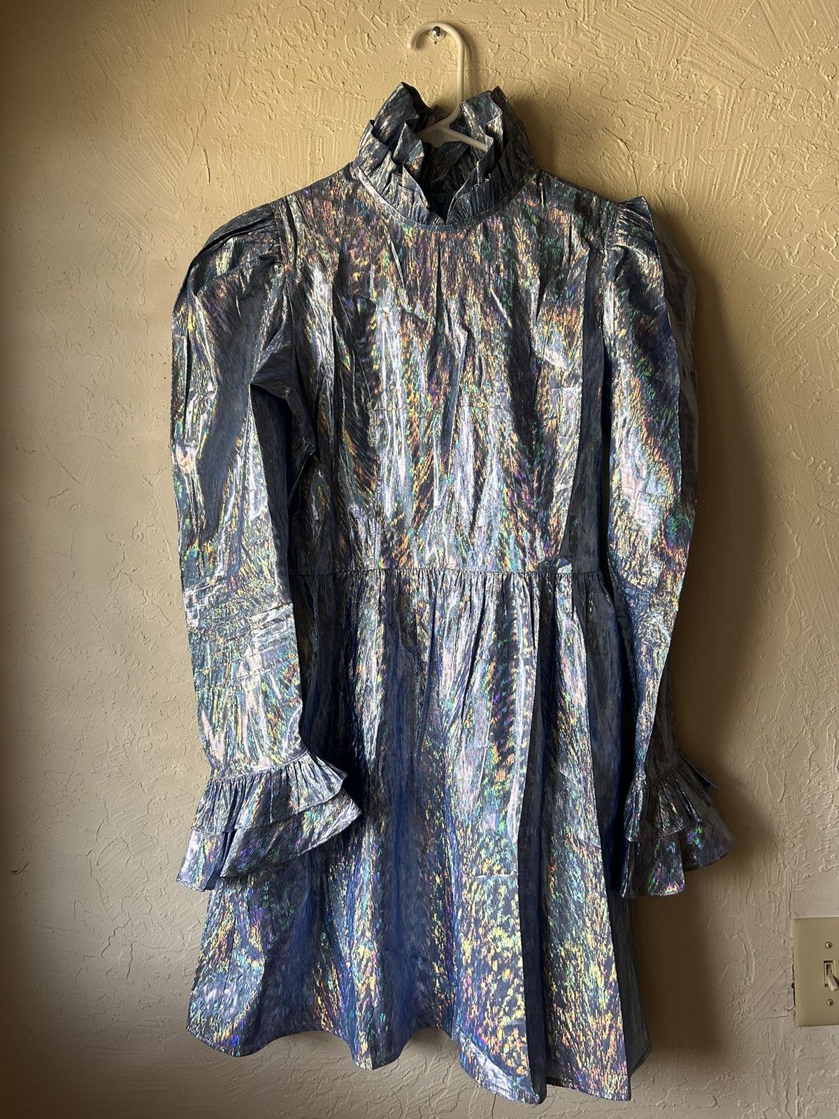 Batsheva Batsheva Holographic Ruffle Mini Dress Size L / US 10 / IT 46 - 2 Thumbnail