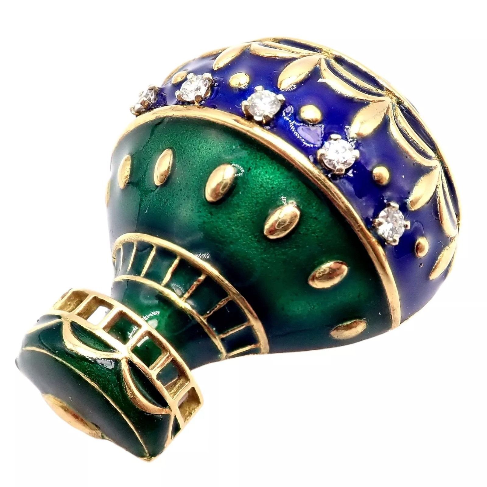 Dior Dior 18k Yellow Gold Diamond Enamel Jules Verne Pin Brooch Size ONE SIZE - 13 Thumbnail