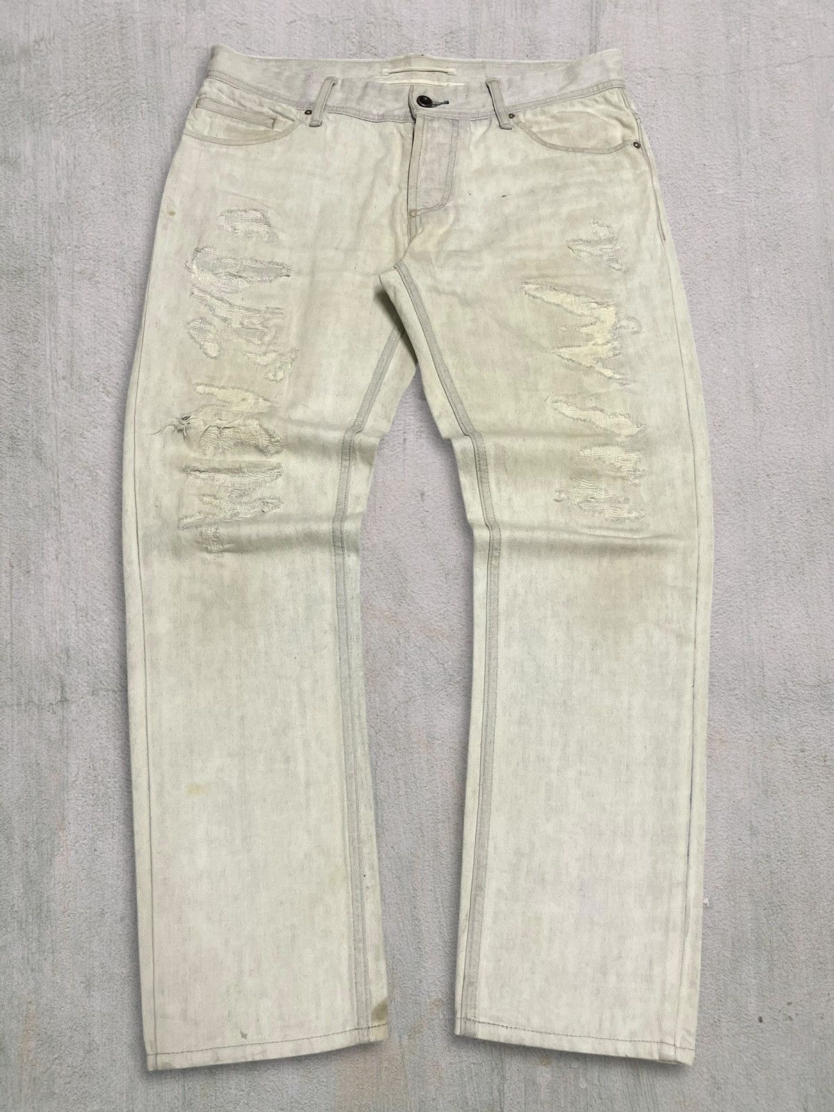 KOJIMA GENES Japanese Denim E Jeans by Kojima Ripped Punk Style Designer Size US 33 - 4 Thumbnail