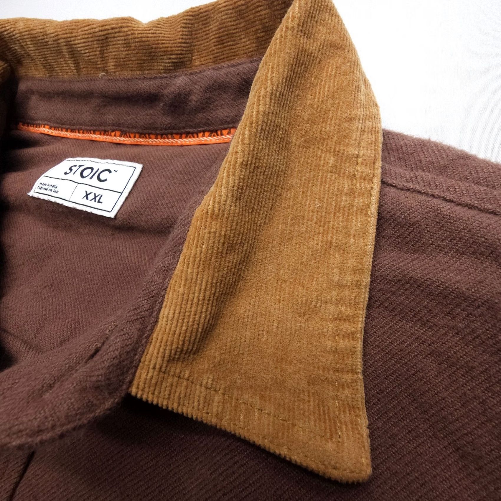 Stoic Stoic Mens Flannel Shirt 2XL Brown Corduroy Collar Elbow Patches Button-Up Outdoor Casual Workwear Shirt Size US XXL / EU 58 / 5 - 7 Thumbnail