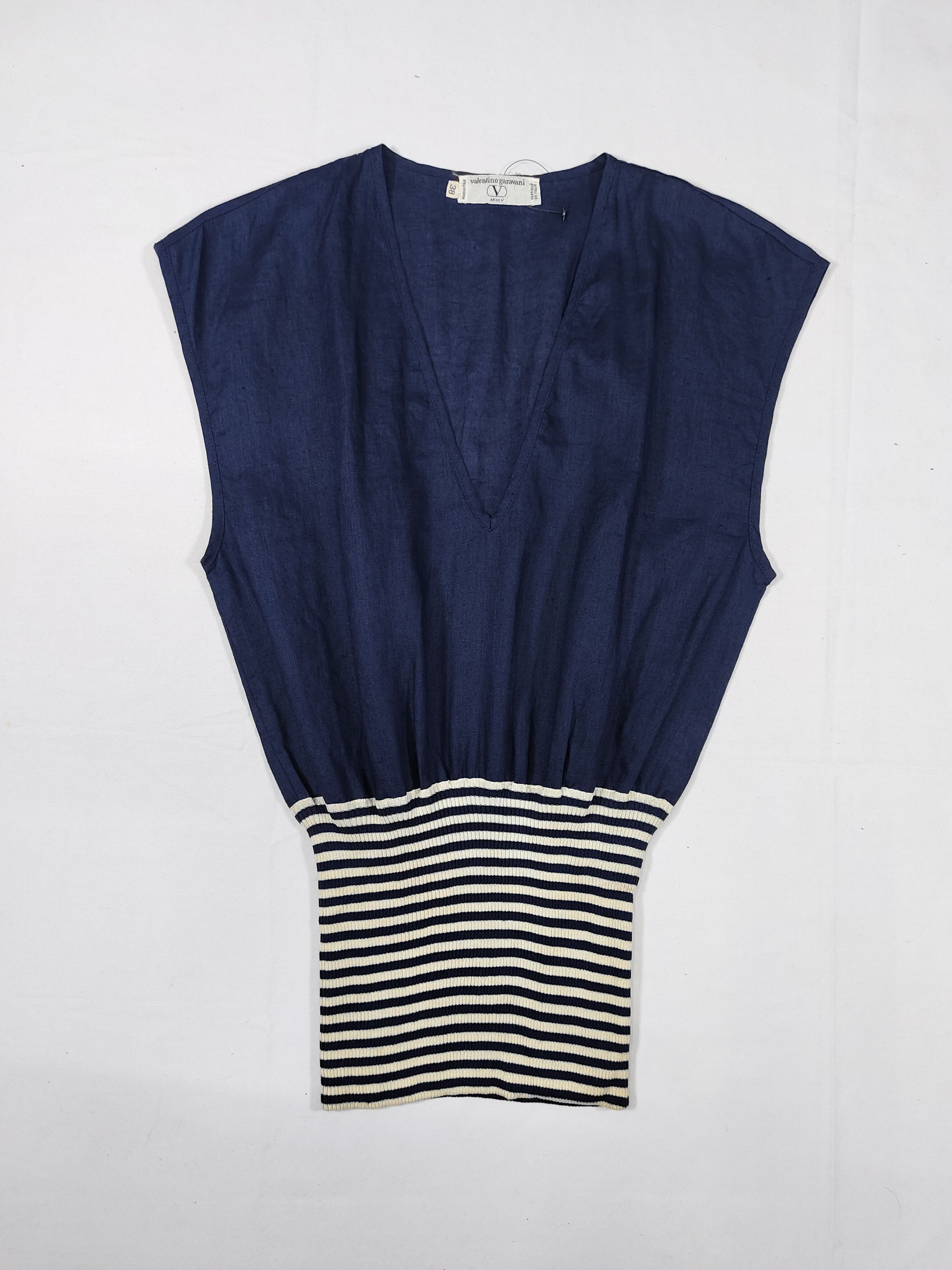 Valentino 90s Valentino Garavani - Miss V Striped Knit Waist Linen Size M / US 6-8 / IT 42-44 - 4 Thumbnail