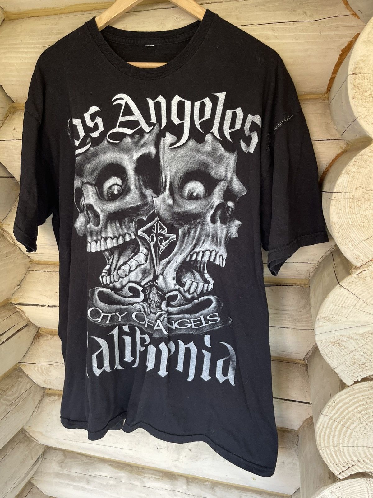 Vintage Los Angeles Big Scull Logo California black rap tee Size US L / EU 52-54 / 3 - 2 Thumbnail