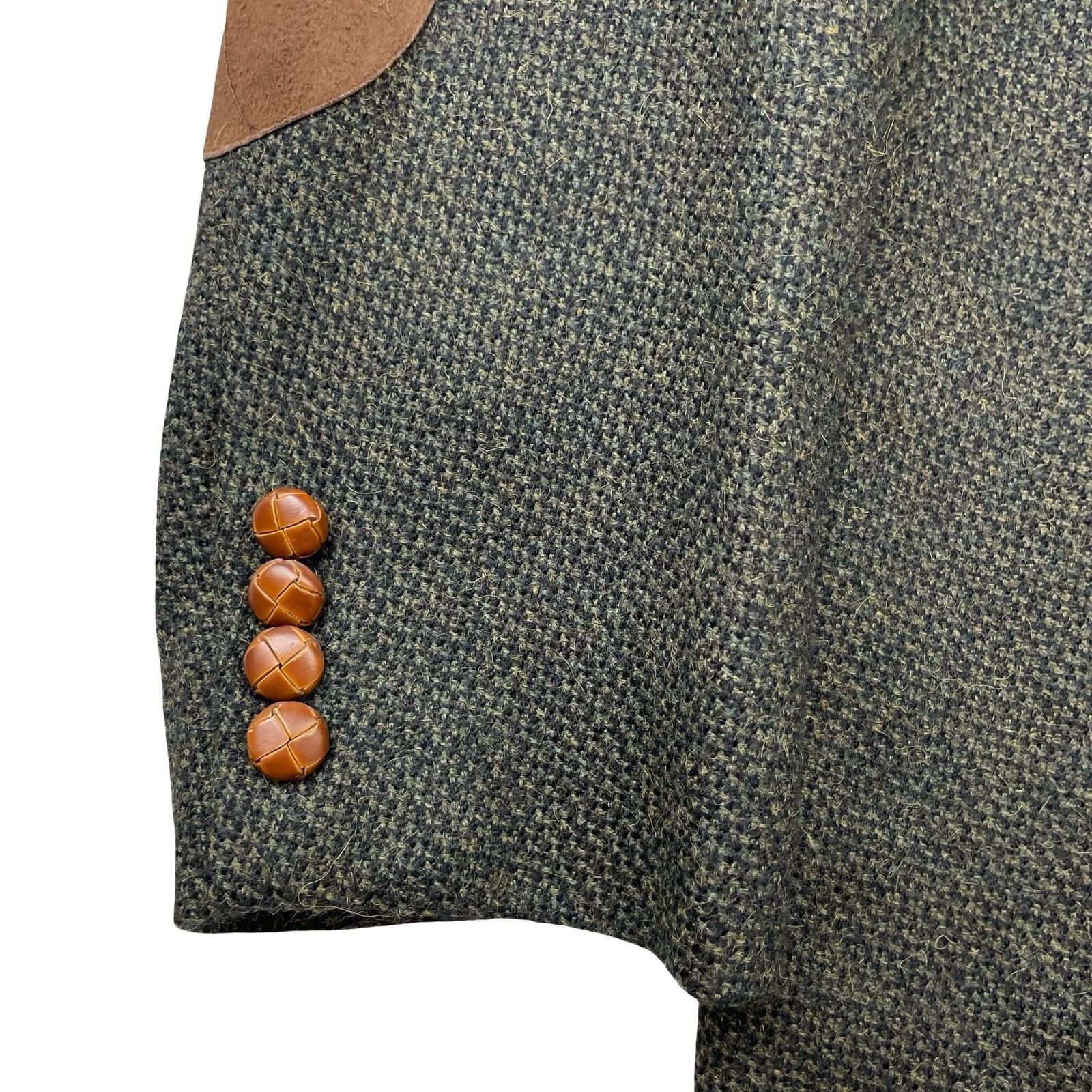 Nordstrom Nordstrom Men's 100% Wool 3-Button Tweed Blazer Green/Elbow Size 42L - 5 Thumbnail