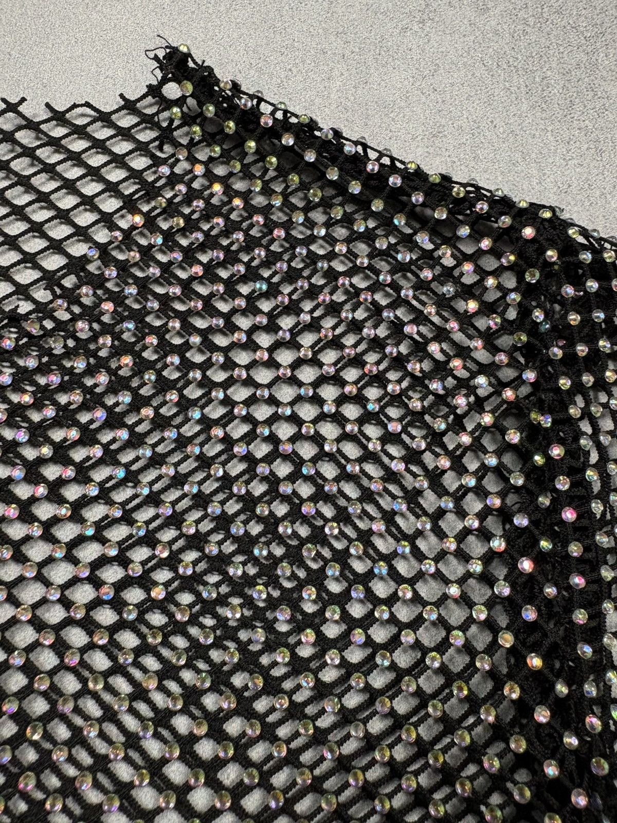 Vintage Rhinestone Fishnet Mesh Top Glitter Sheer Cyber Y2K 00s Rare Size M / US 6-8 / IT 42-44 - 9 Thumbnail