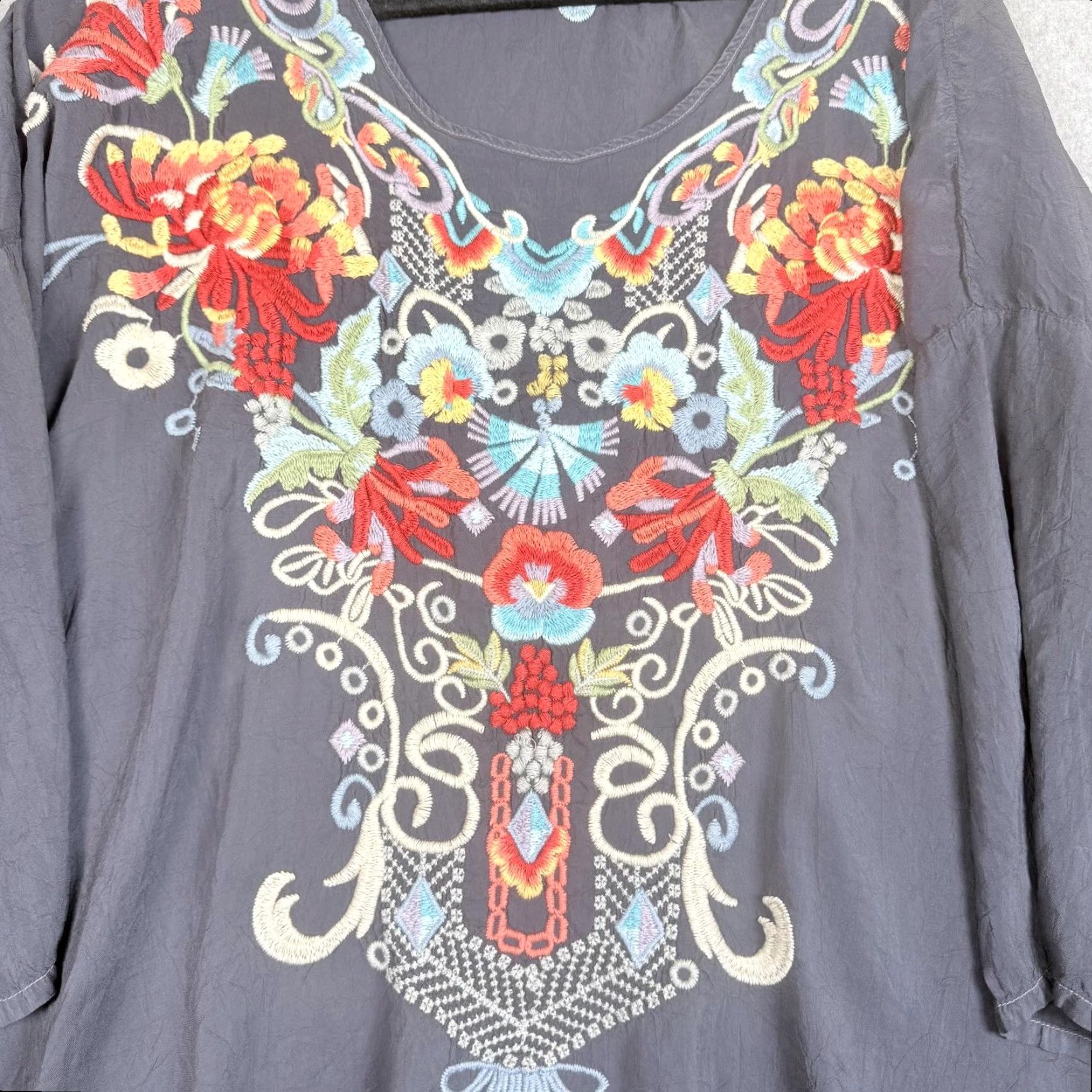 Johnny Was Johnny Was Shirt Valerie Black Embroidered Tunic Top - L - Women’s Size L / US 10 / IT 46 - 7 Thumbnail