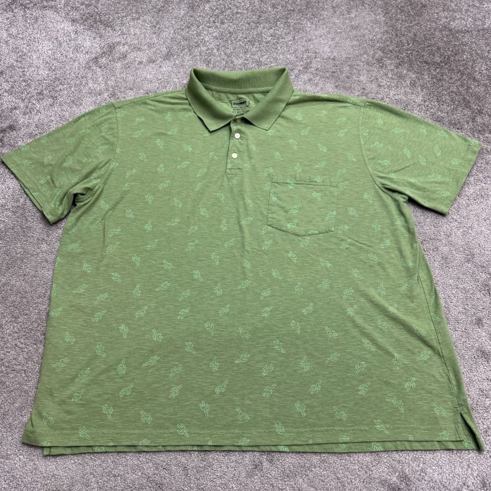 Vintage Foundry Cactus Polo Shirt Mens 3XL Green Short Sleeve Slub Cotton Shirt Size US XXL / EU 58 / 5 - 2 Thumbnail