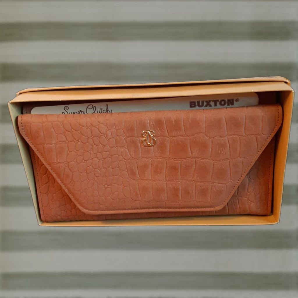 Vintage VINTAGE Buxton Wallet Women's Super Clutch Check Holder Leather Brown Folding Wallet Size ONE SIZE - 1 Thumbnail