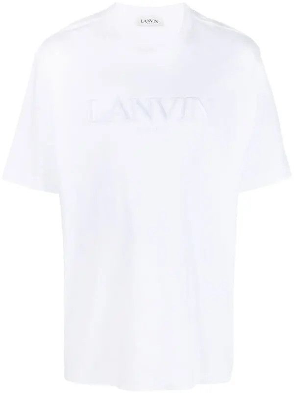 Lanvin oc11z0426 Logo Applique Cotton T-Shirt in White Size US L / EU 52-54 / 3 - 1 Thumbnail