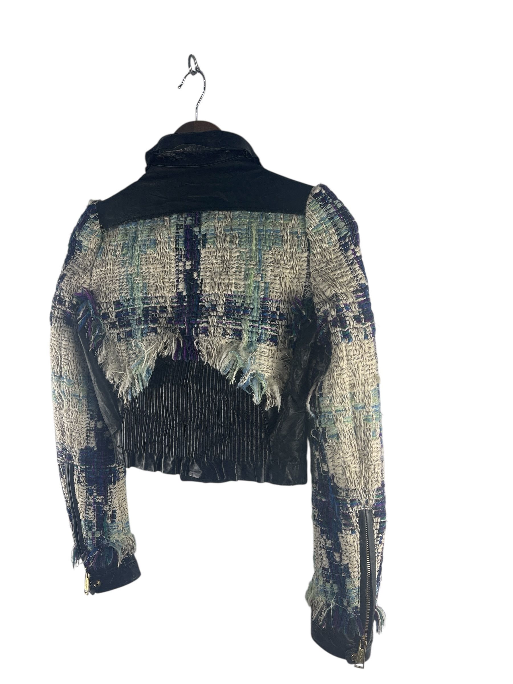 Dsquared2 Dsquared2 Cropped Tweed Biker Jacket - Made in Italy Size US XXS / EU 40 - 8 Thumbnail