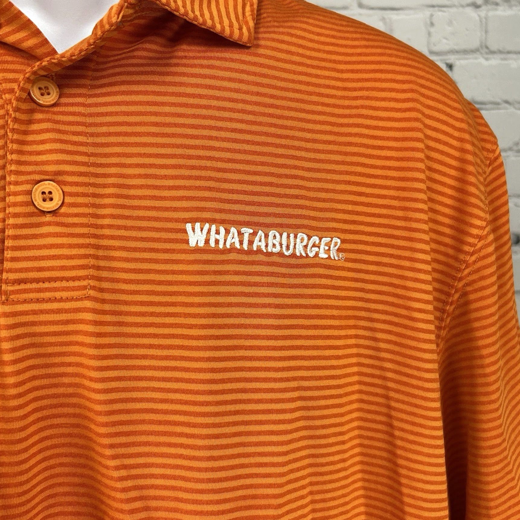 Vintage Whataburger Orange Striped Short Sleeve Quarter Button Polo Mens Size L Size US L / EU 52-54 / 3 - 4 Thumbnail